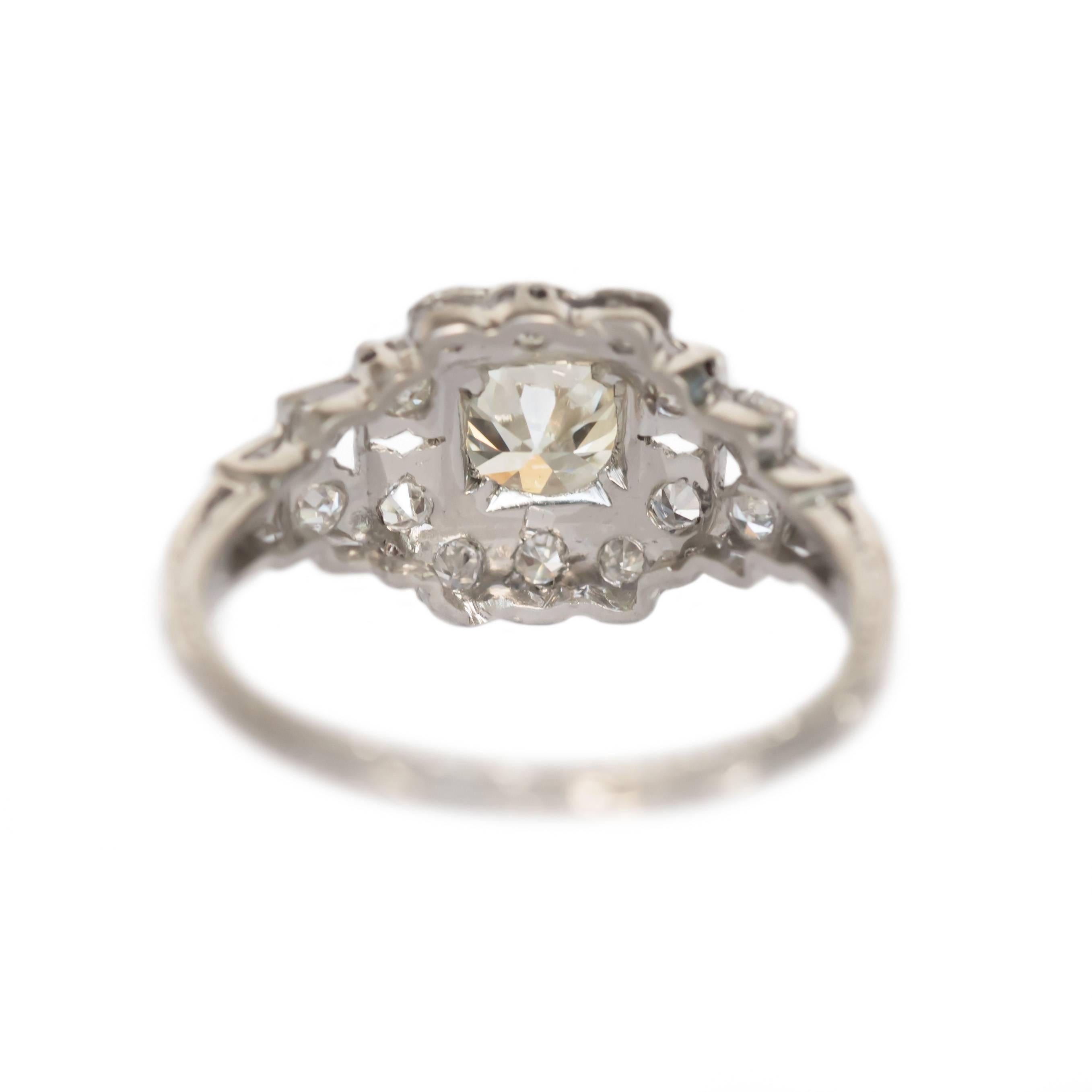 Art Deco 1.11 Carat Diamond Platinum Engagement Ring For Sale