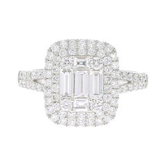1.11 Carat Emerald Cut Illusion Diamond Ring Baguette-Cut-Diamond 18 Karat