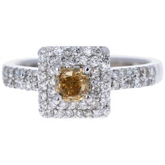 1.11 Carat Fancy Champagne Diamond Engagement 14 Karat White Gold Ring