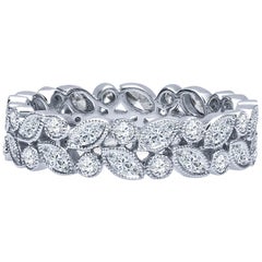 1.11 Carat Mixed Shape Marquise and Round Diamonds, 18 Karat Gold Eternity Band