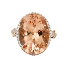 11.1 Carat Morganite and Diamond Ring in 18 Karat Rose Gold