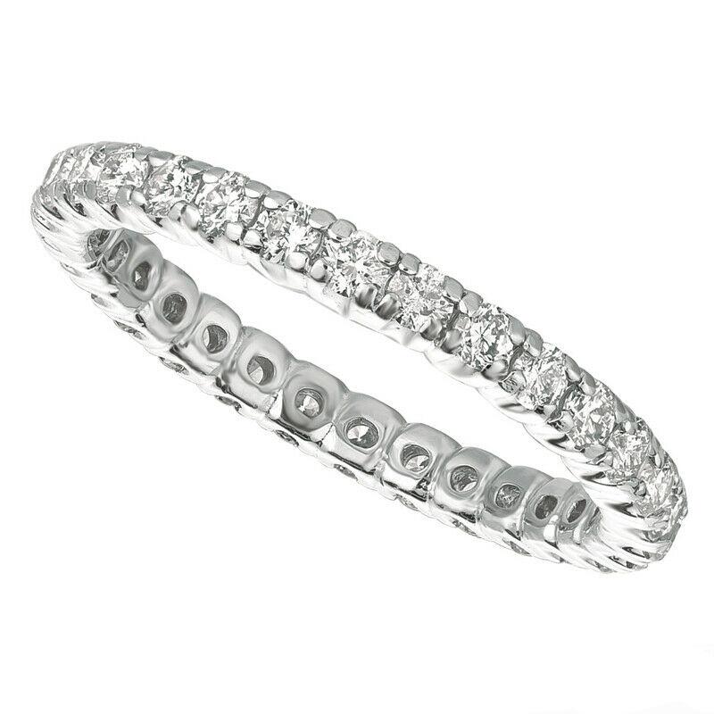 For Sale:  1.11 Carat Natural Diamond Eternity Ring Band G SI 14K White Gold 2