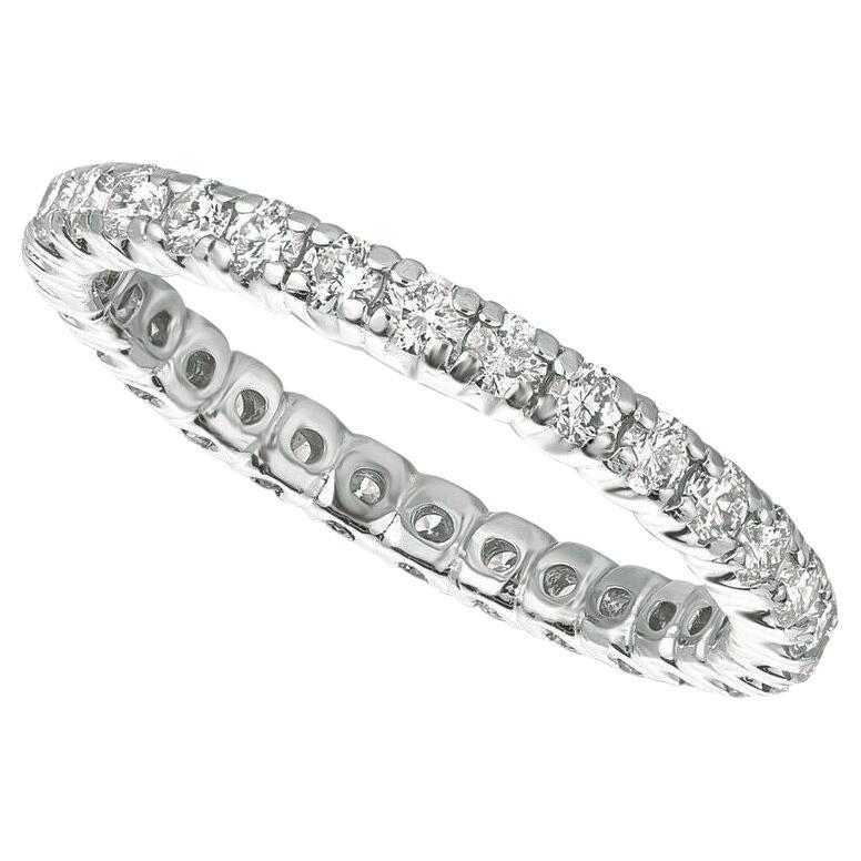 1.11 Carat Natural Diamond Eternity Ring Band G SI 14K White Gold