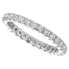 1.11 Carat Natural Diamond Eternity Ring Band G SI 14K White Gold