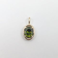1.11 Carat Natural Green Diamond Oval Solstice Pendant in 14 Karat Yellow Gold