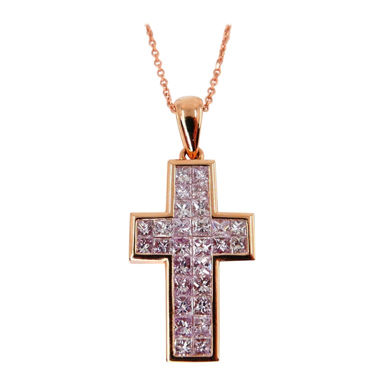 Pink Diamond Cross Necklace