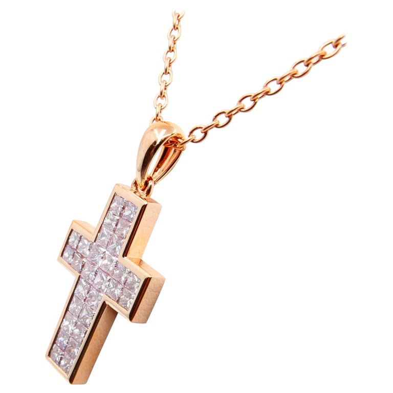 1 11 Carat Natural Pink Diamond Cross Pendant Necklace In Rose - Rose Gold And Diamond Cross Pendant 1 11 Carat Natural Pink Diamond Cross Pendant Necklace In Rose - Rose Gold And Diamond Cross Pendant