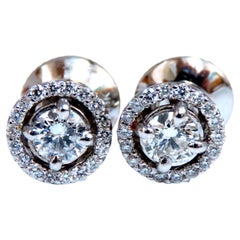 1.11 Carat. Natural Round Diamond Cluster Earrings 14 Karat*