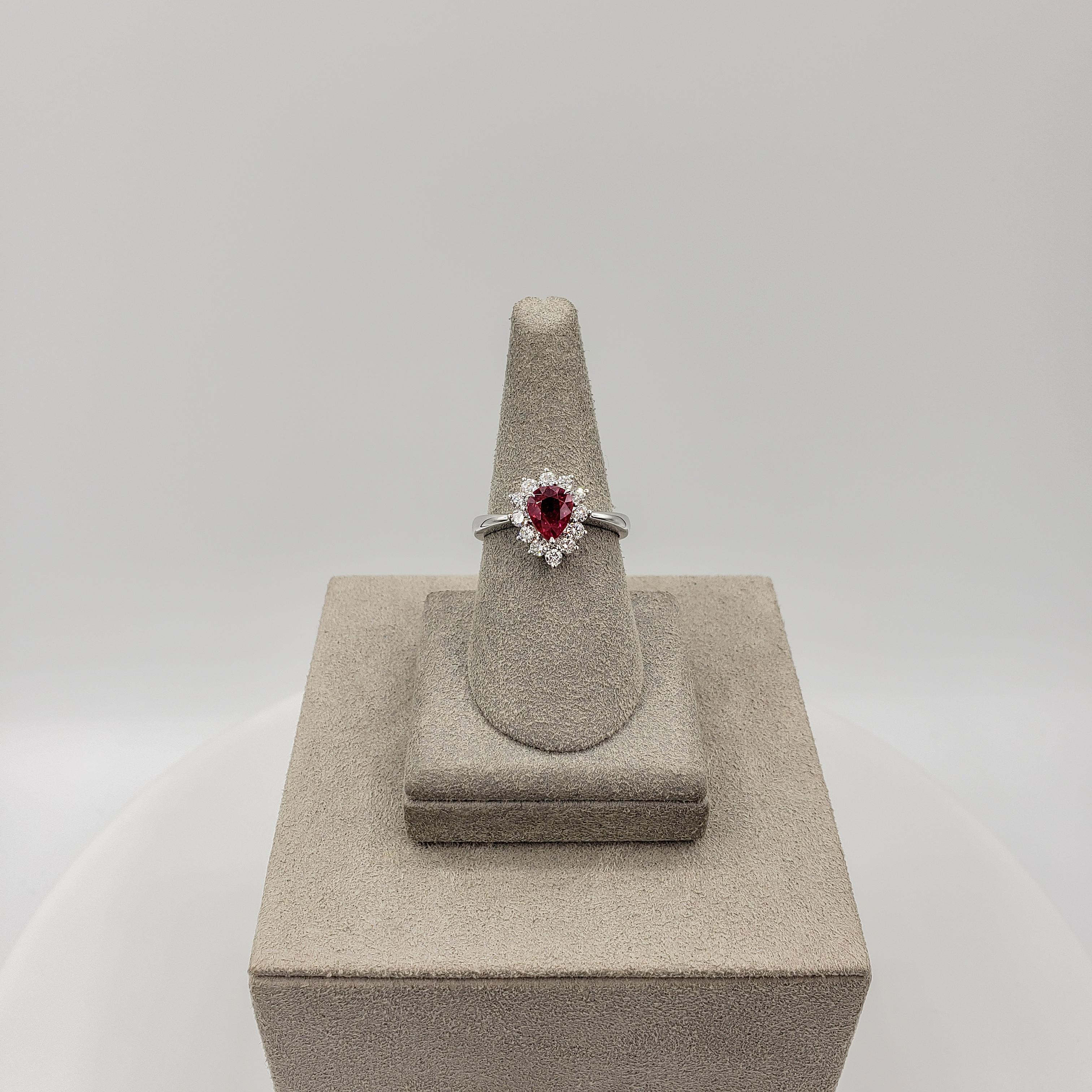 pear shaped ruby and diamond ring