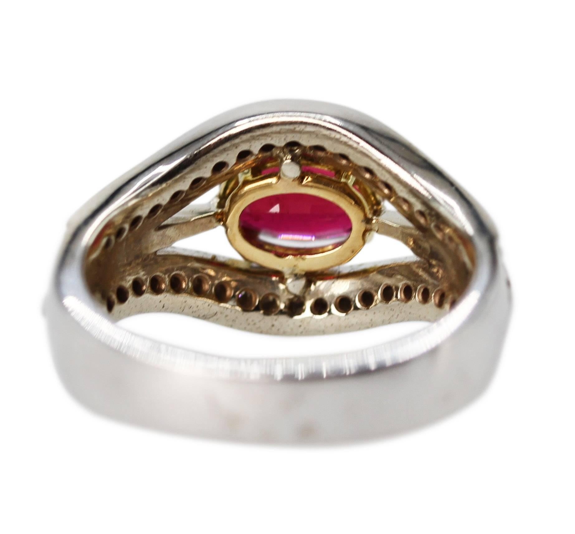 Oval Cut 1.11 Carat Pink Tourmaline and Diamond Ring