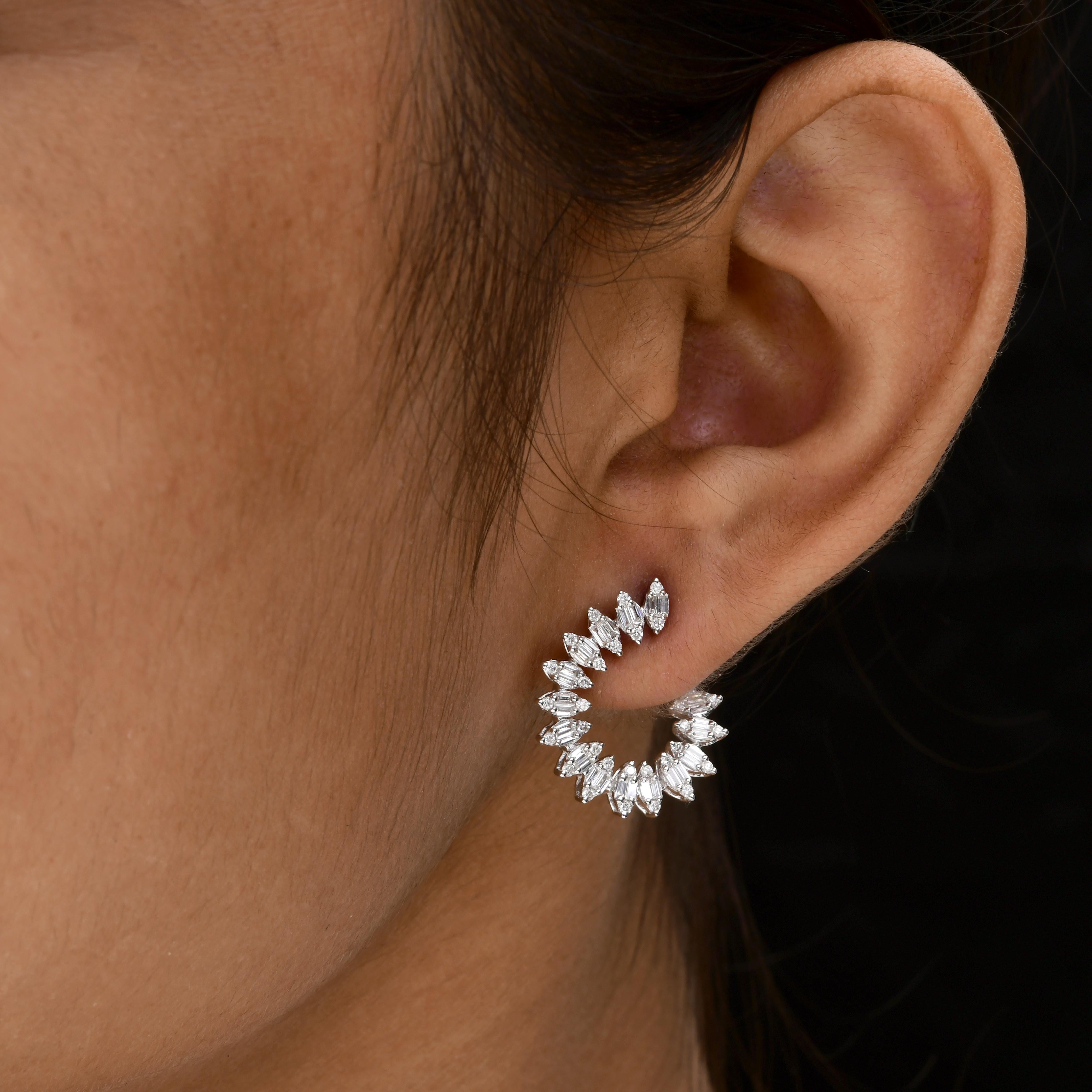 Modern 1.11 Carat SI/H Baguette Brilliant Cut Diamond Earrings 10 Karat White Gold For Sale