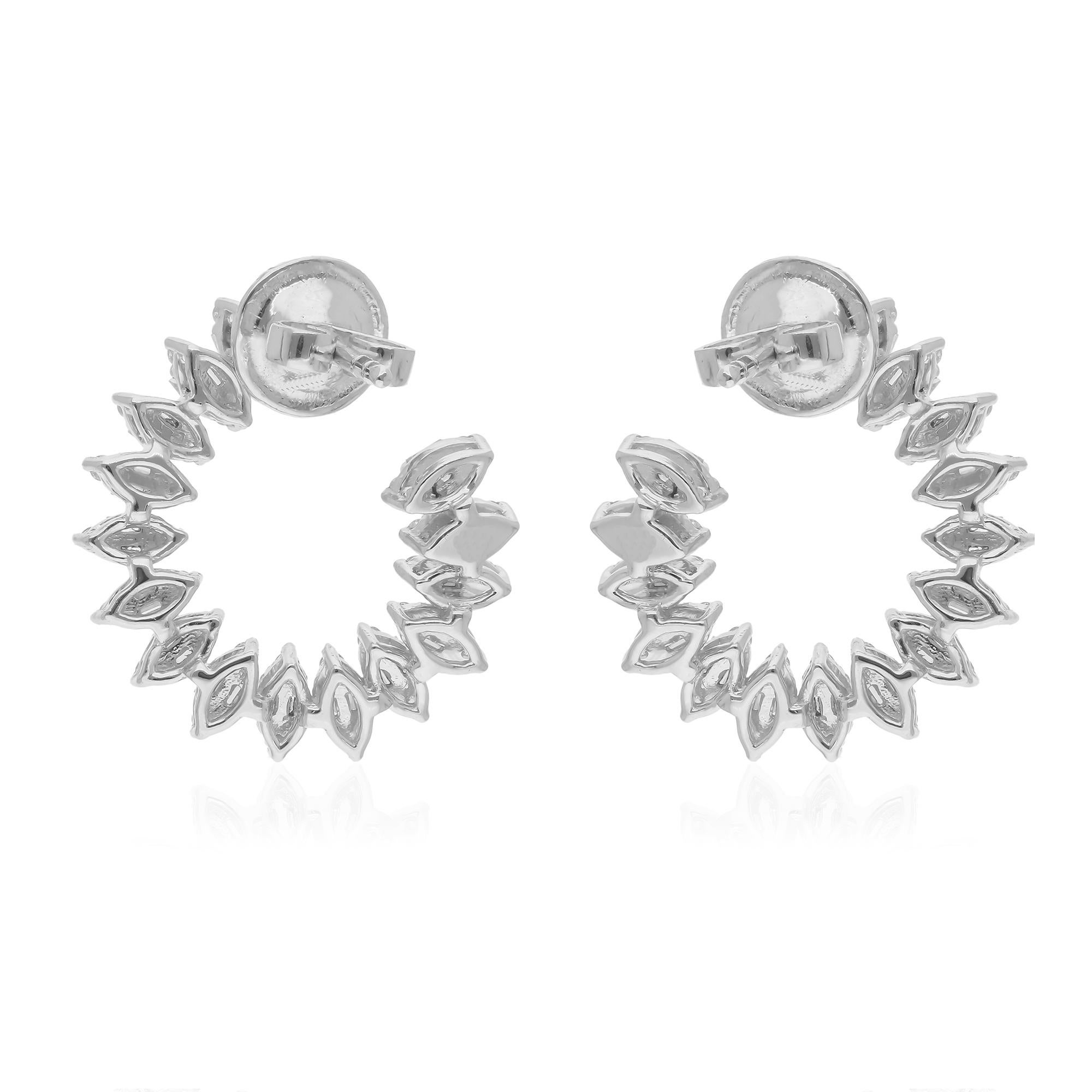 Baguette Cut 1.11 Carat SI/H Baguette Brilliant Cut Diamond Earrings 10 Karat White Gold For Sale
