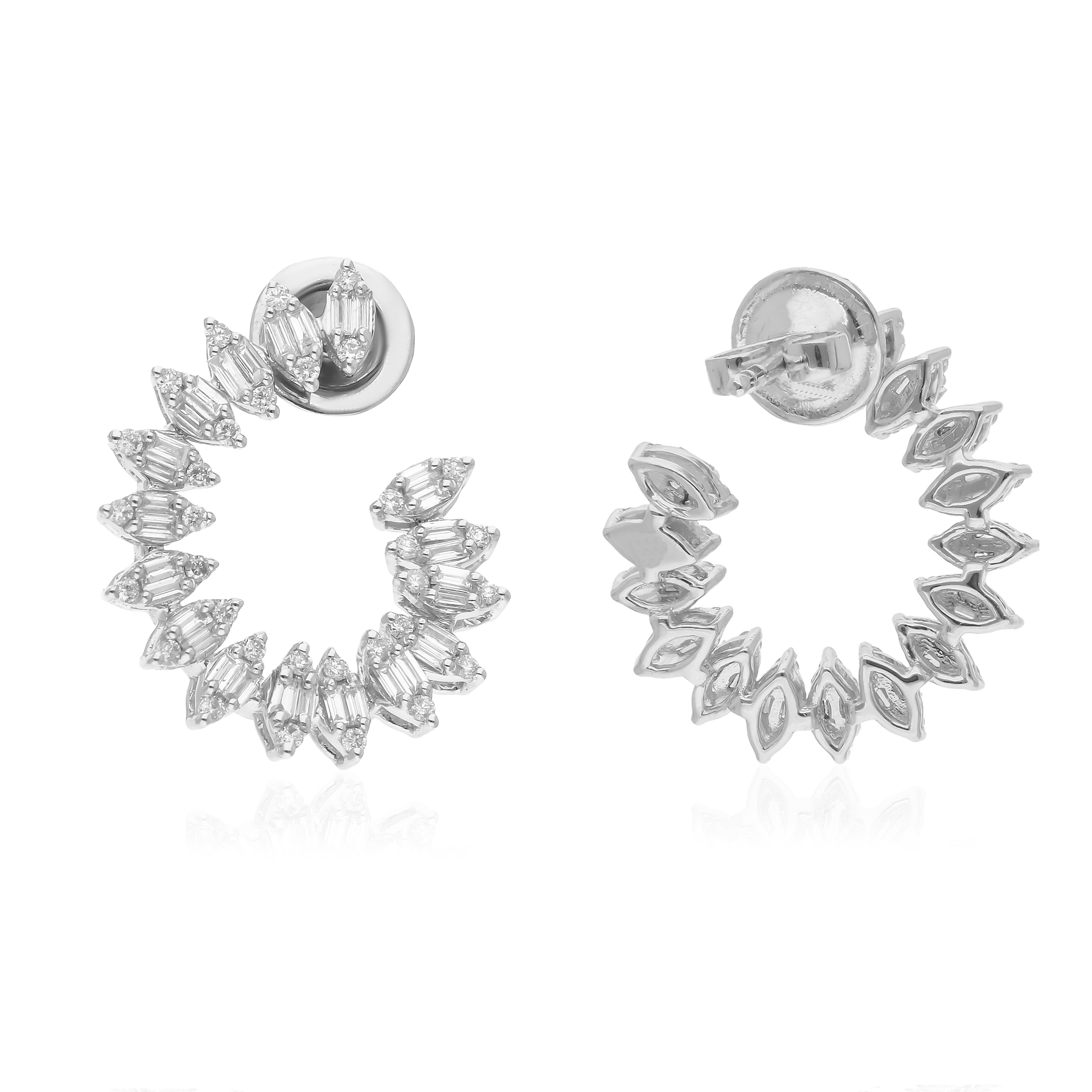1.11 Carat SI/H Baguette Brilliant Cut Diamond Earrings 10 Karat White Gold In New Condition For Sale In Diera, Dubai