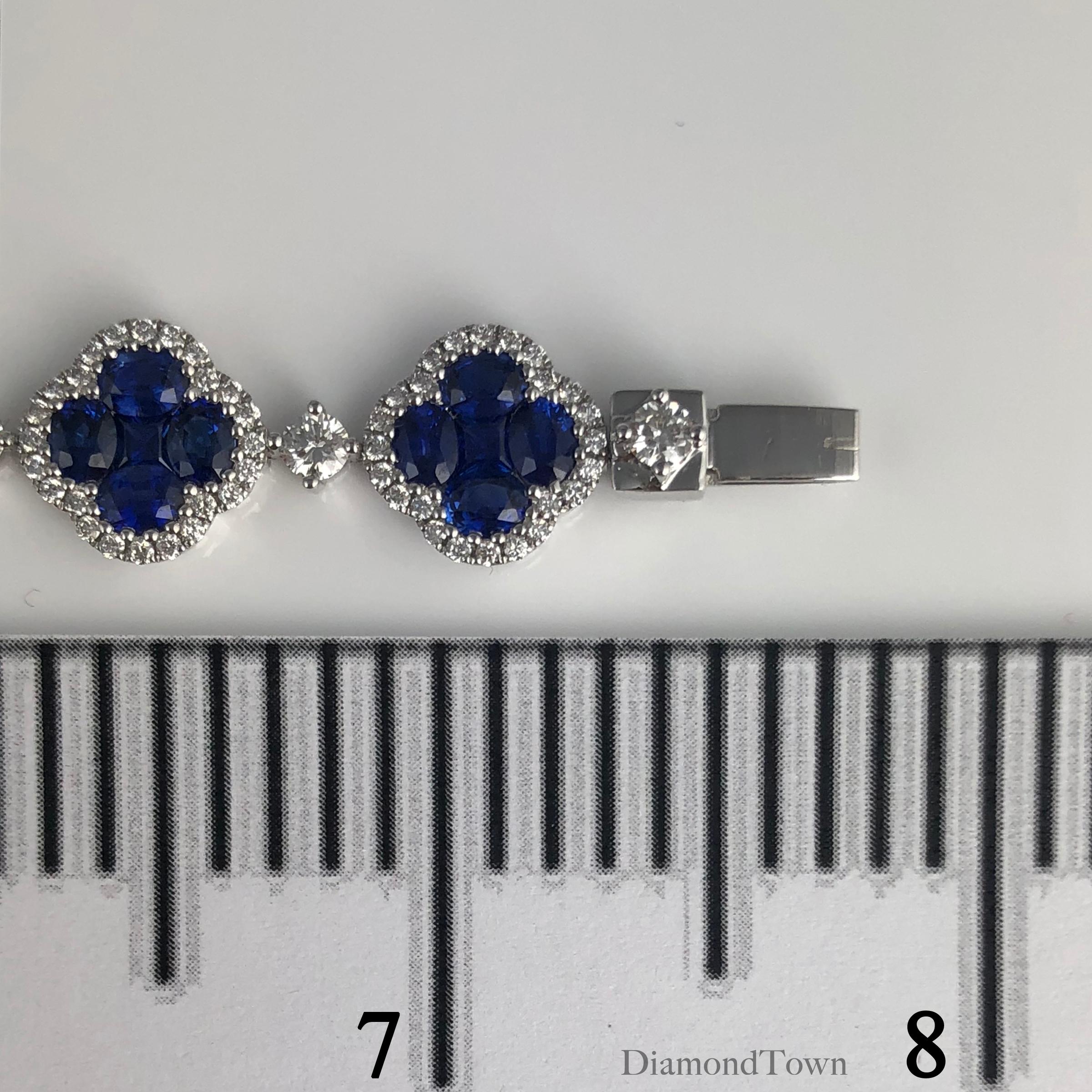 Diamond Town 11.1 Carat Vivid Blue Sapphire and Diamond Bracelet (Gemischter Schliff)