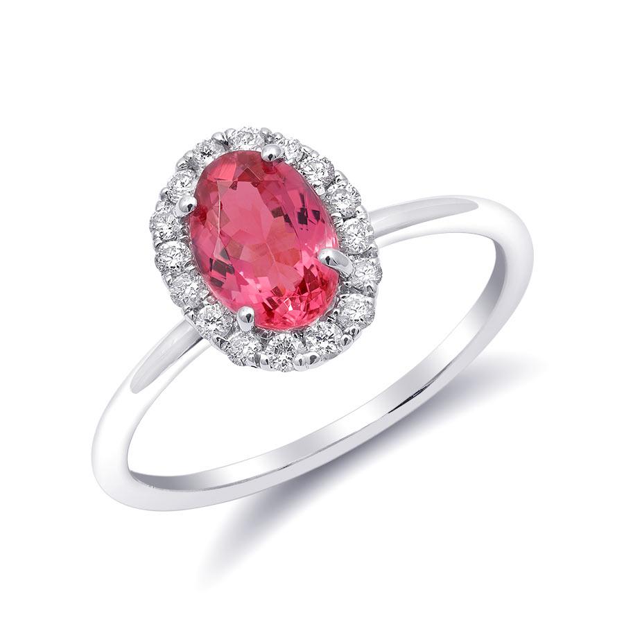 1.11 Carats Neon Tanzanian Spinel Diamonds set in 14K White Gold Ring In New Condition For Sale In Los Angeles, CA