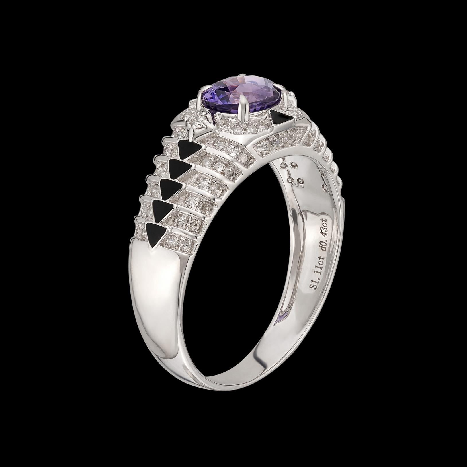 Bague à diamant saphir à changement de couleur sans chaleur de 1,11 carat Pour femmes en vente