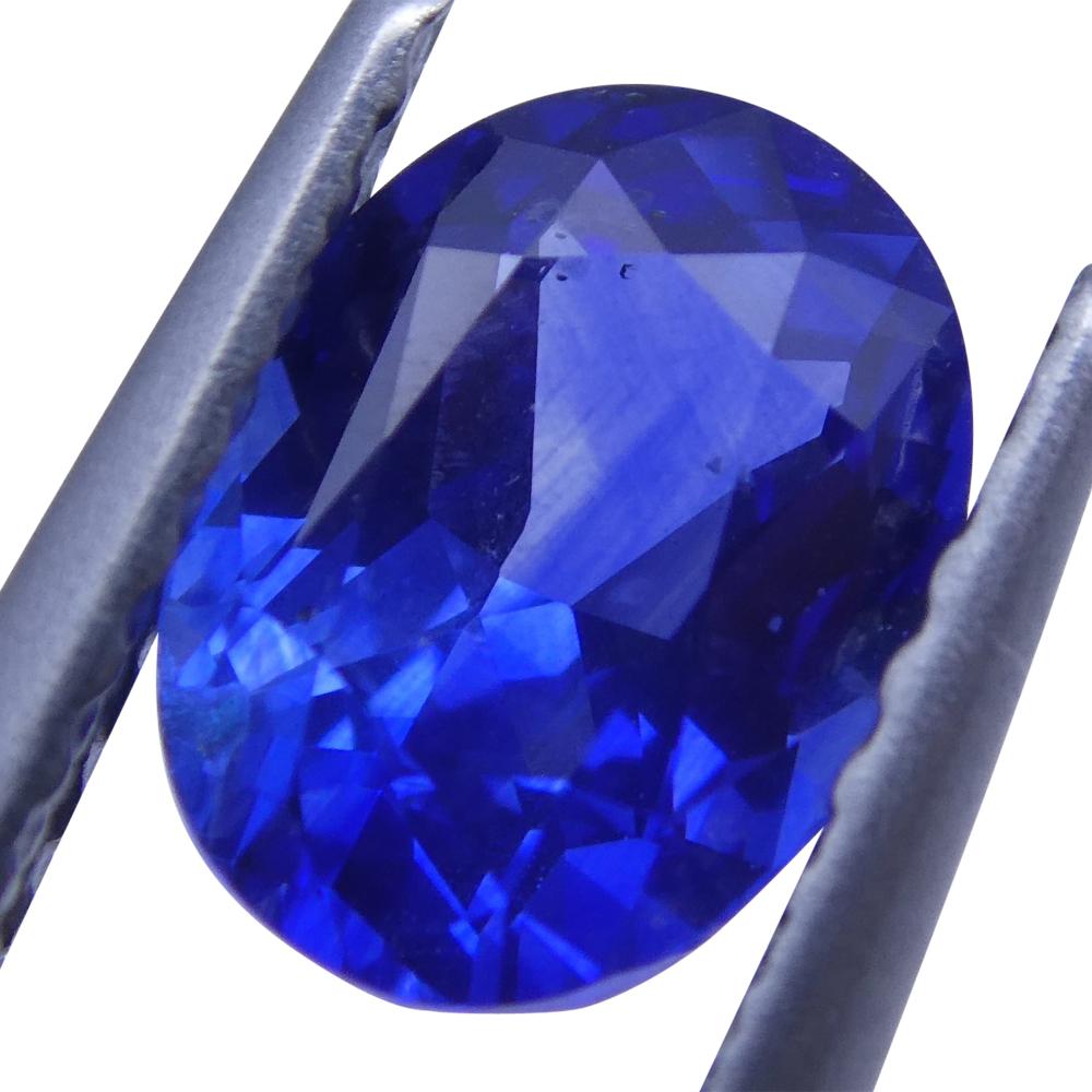 Description:
 
One Loose Blue Sapphire  
Report Number: GT13300606  
Weight: 1.11 cts  
Measurements: 6.78x5.25x3.66 mm  
Shape: Oval Modified Brilliant  
Cutting Style Crown: Modified Brilliant Cut  
Cutting Style Pavilion: Step Cut  