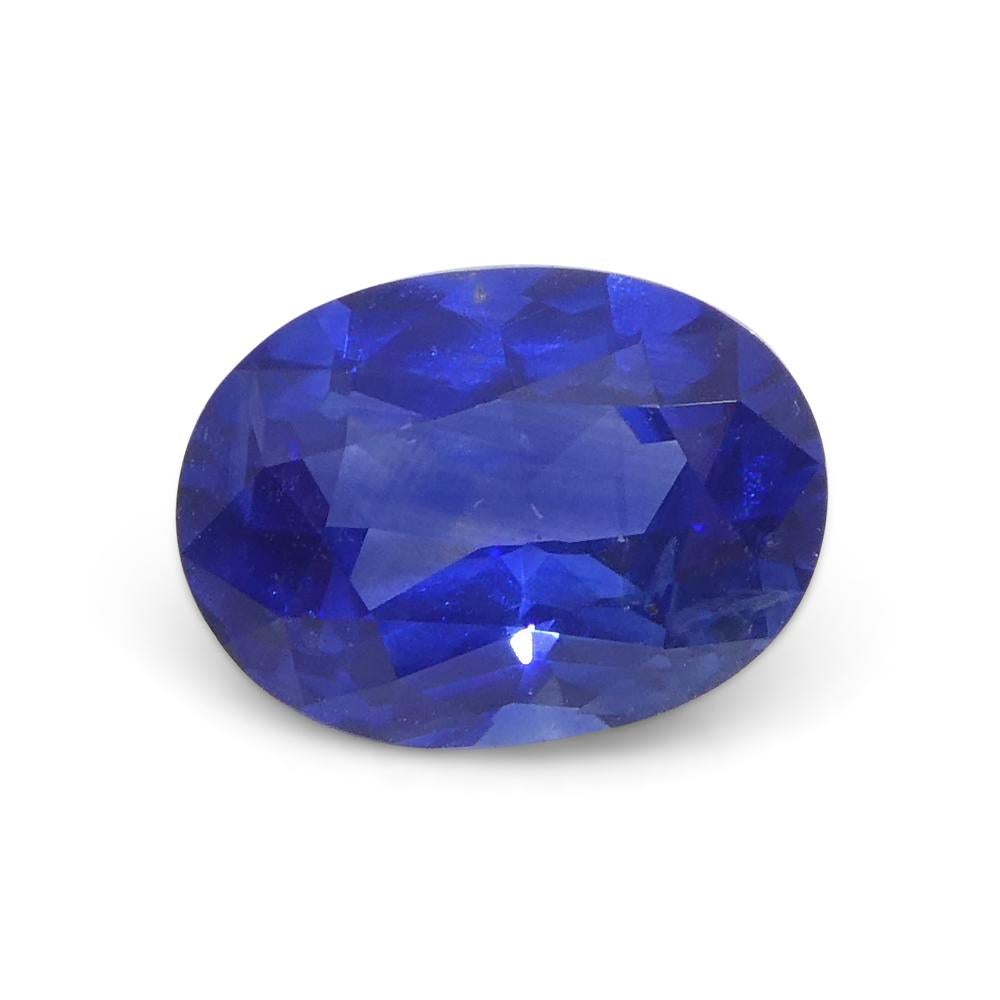 Description:
 
One Loose Blue Sapphire  
Report Number: GT13300606  
Weight: 1.11 cts  
Measurements: 6.78x5.25x3.66 mm  
Shape: Oval Modified Brilliant  
Cutting Style Crown: Modified Brilliant Cut  
Cutting Style Pavilion: Step Cut  