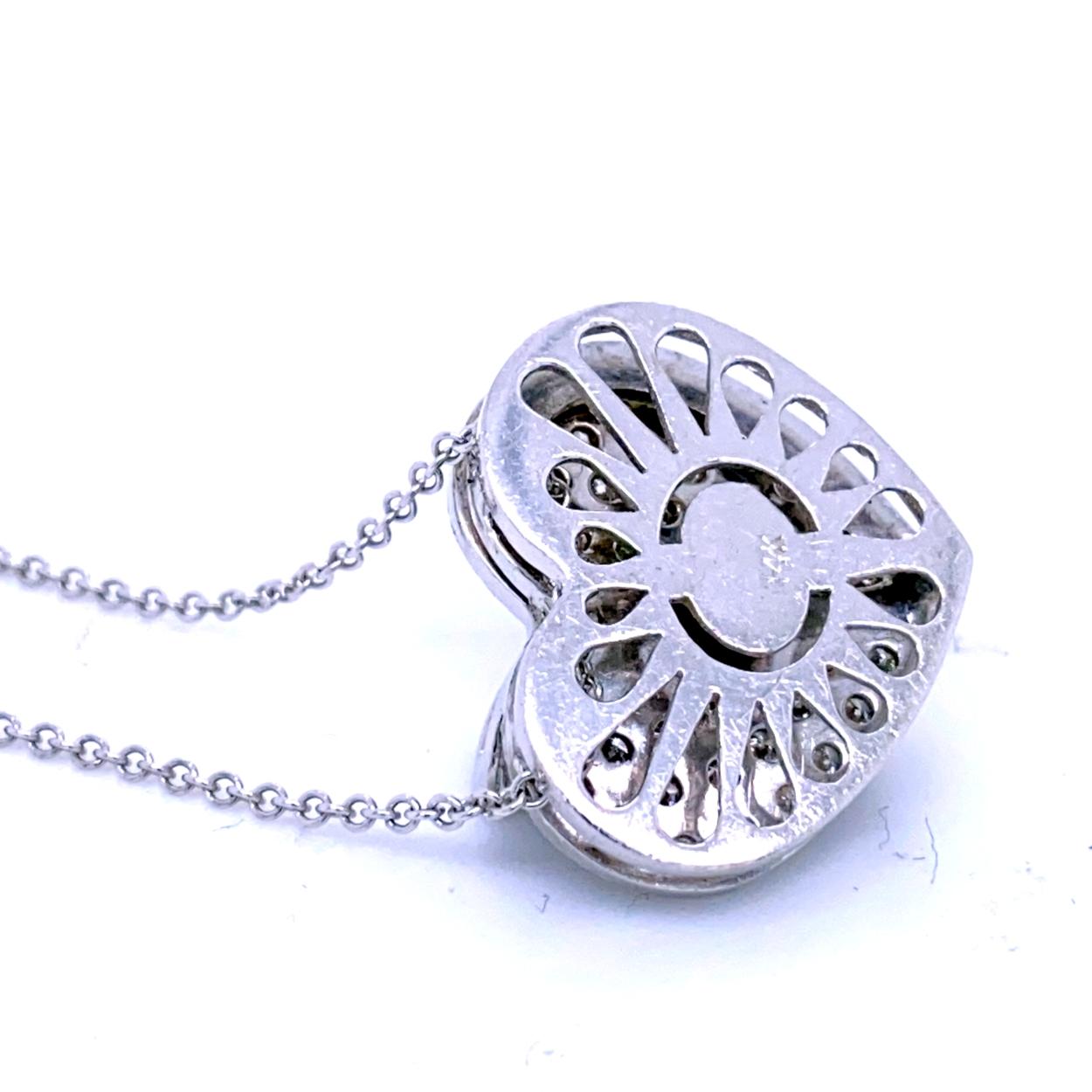 Women's 1.11 Carat Pave Set Diamond 14 Karat Gold Heart Pendant Necklace For Sale