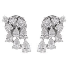 1,11 Ct. Orecchini con diamanti rotondi e pera di colore SI, chiarezza HI, oro bianco 14 carati
