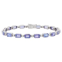 11.1 Ct. Tanzanite & Diamond Tennis Bracelet in 18k White Gold Bridal Jewelry