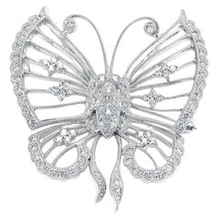 Retro 1.11 CTTW Diamond Butterfly Milgrain Pin Brooch