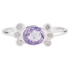 1.11 CTW Art Deco Inspired 14K White Gold Lavender Sapphire & Diamond Ring
