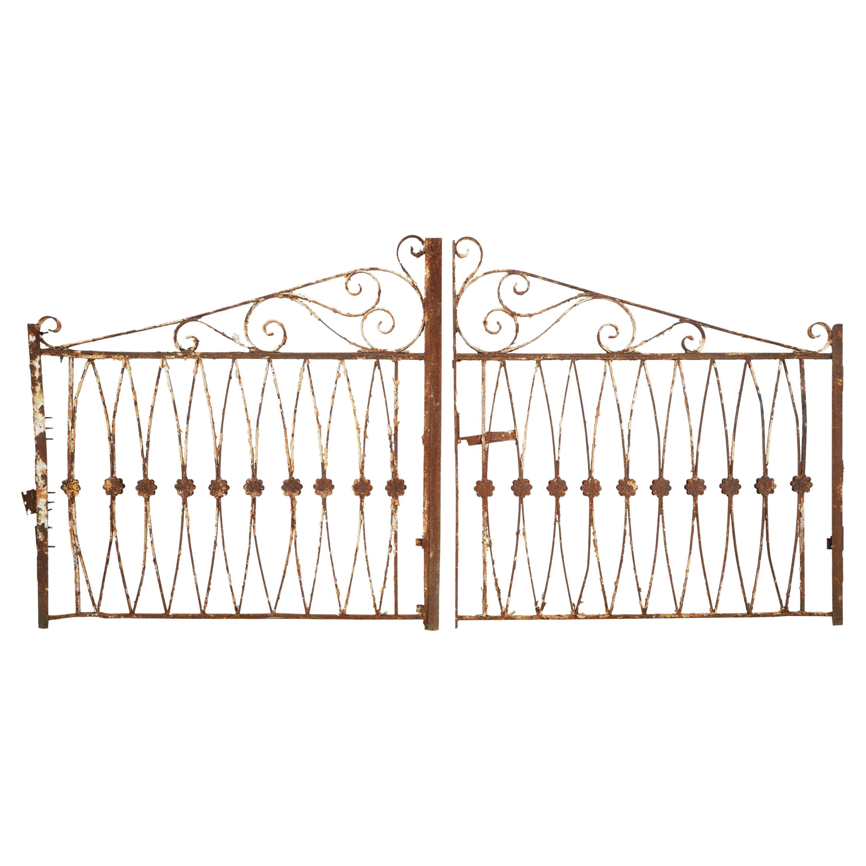 111 in. Ovals & Swirls Wrought Iron Double Driveway Gates