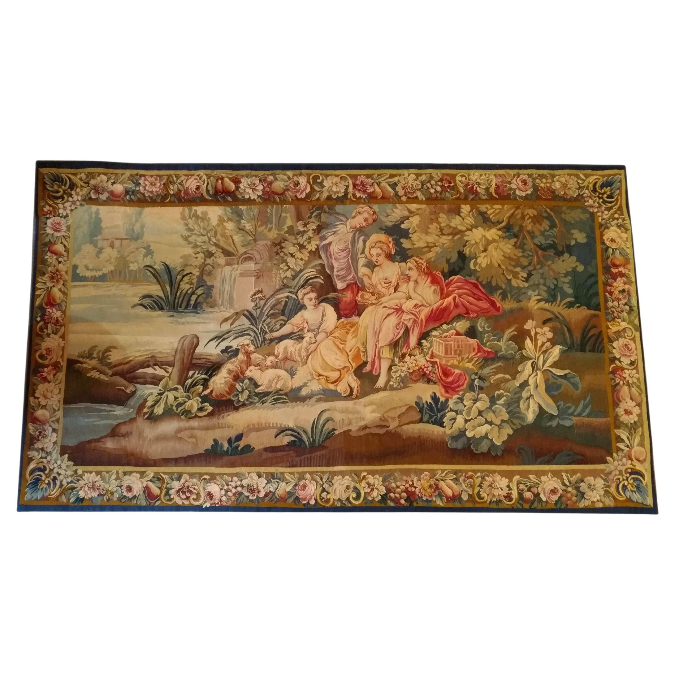 Pair of 19th Century Aubusson Tapestries, circa 1860 For Sale at 1stDibs