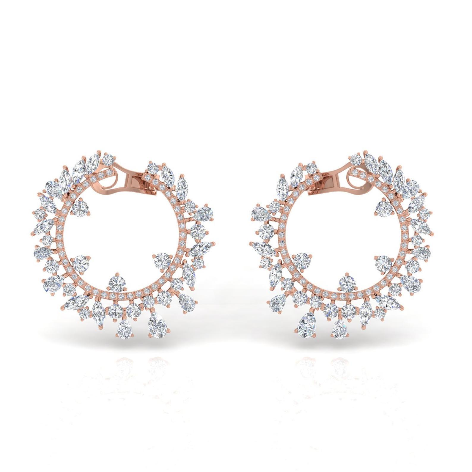 11.10 Carat Diamond 14 Karat Gold Hoop Earrings In New Condition For Sale In Hoffman Estate, IL