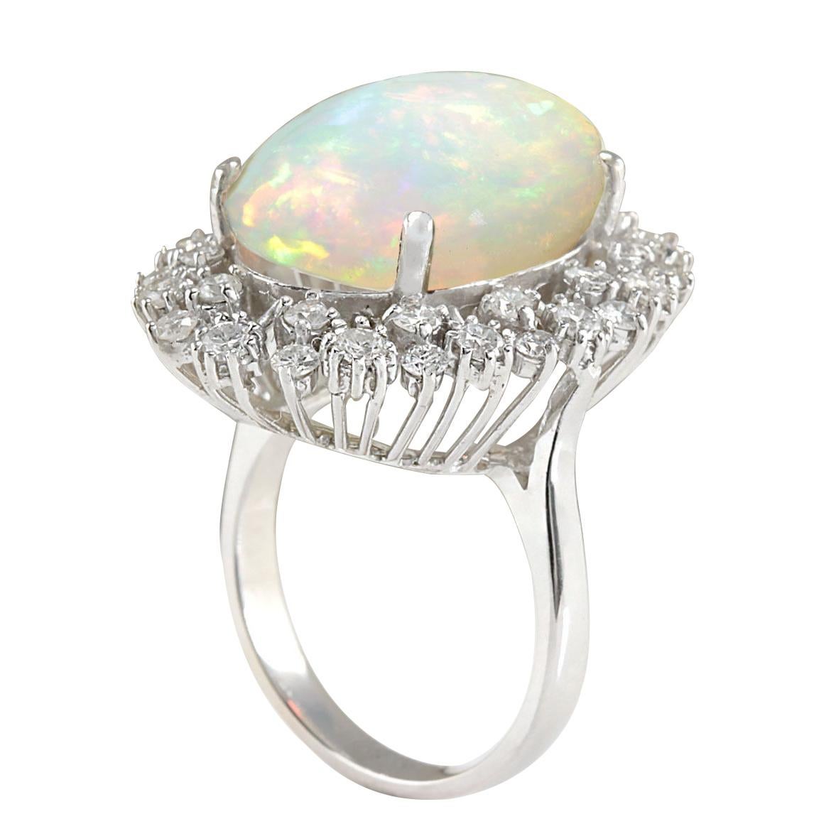 11.10 Carat Natural Opal 18 Karat White Gold Diamond Ring For Sale at ...