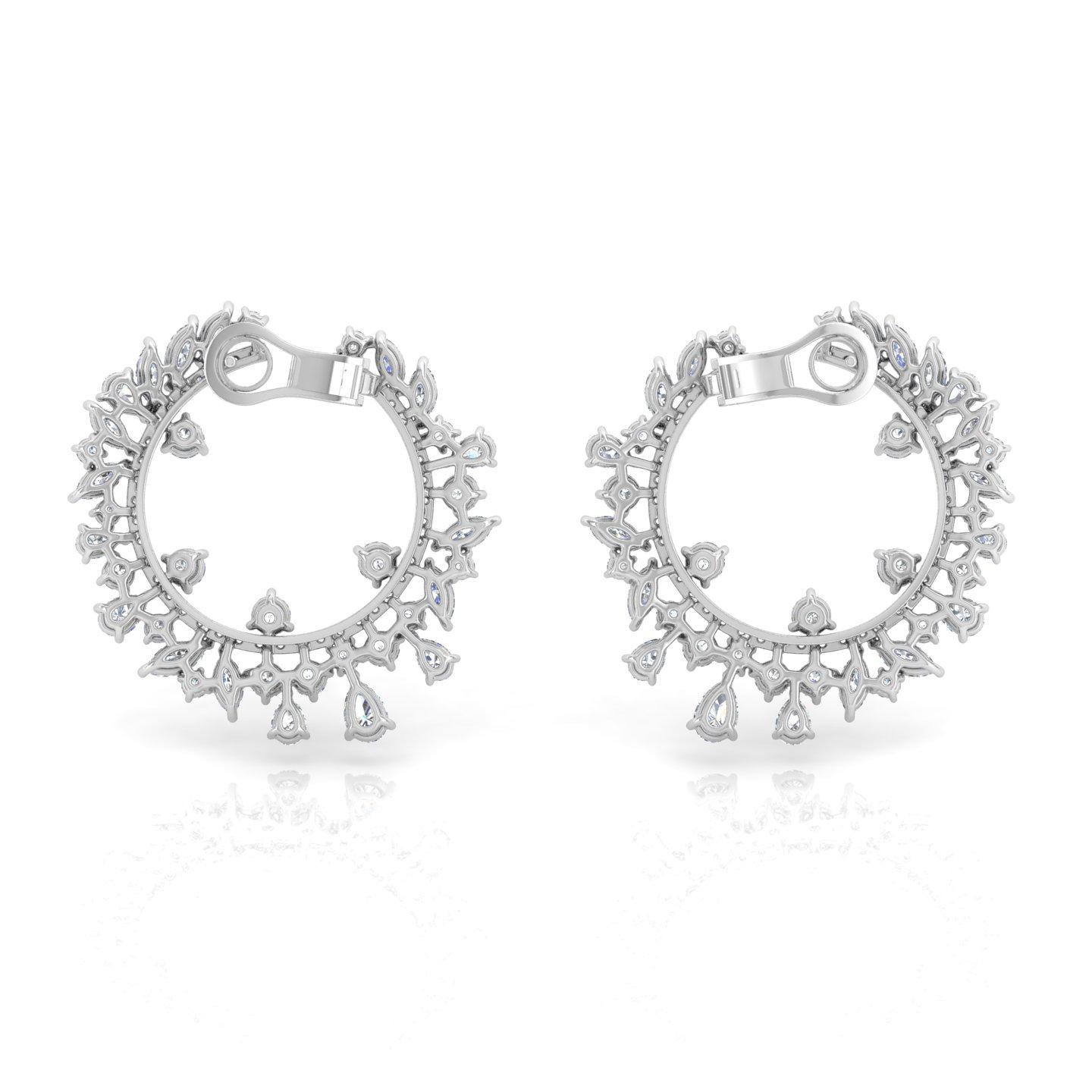 11,10 Karat SI Reinheit HI Farbe Diamant-Ohrringe 18 Karat Weißgold Schmuck (Moderne) im Angebot