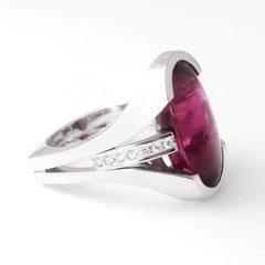 11.10 Carat Rubellite Tourmaline and Diamond in 18K Casual Modern Cocktail Ring