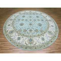 11'10"x11'10" Blue Agra Shah Abbas Flower Vines Design Hand Knotted Wool Rug