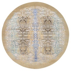 11'10 "x11'10" Brun doré, noué à la main Sarouk transitionnel  Avec rond de laine