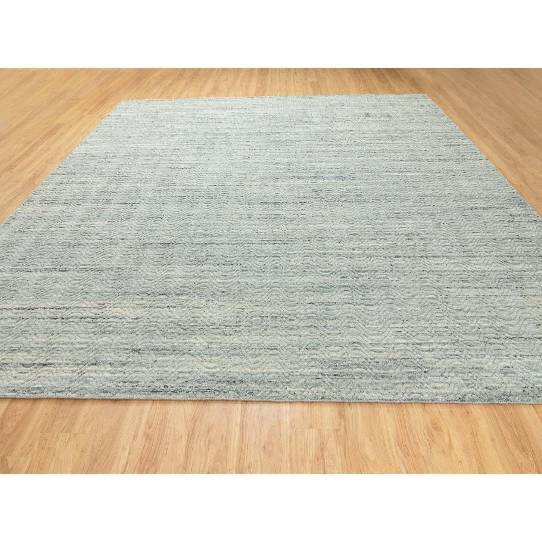 Moderne Tapis carré transitionnel en laine organique 11'10 