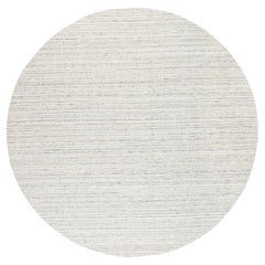 11'10"x11'10" Hand Loomed Undyed Natural Wool Plain Modern Design Gray Round Rug