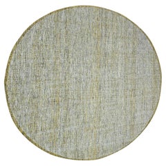 11'10"x11'10" Yellow Pure Wool Hand Knotted Distressed Grass Design Round Rug