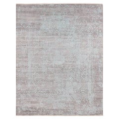 11
10 "x14
10" Tapis XL en laine et soie à motifs persans effacés verts, noué à la main