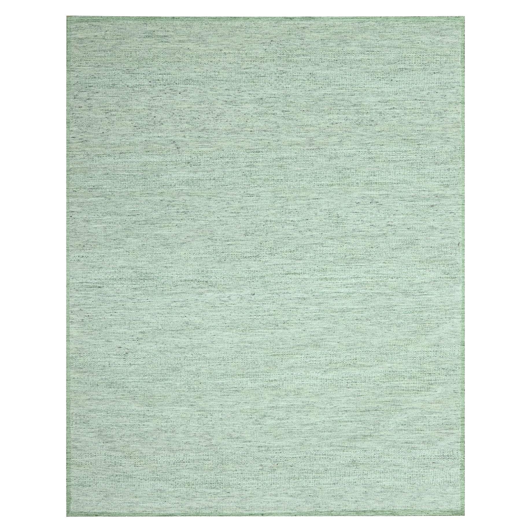 11'10"x14'10" Green Wool Oxidized and Distressed Grass Design Hand Knotted Rug