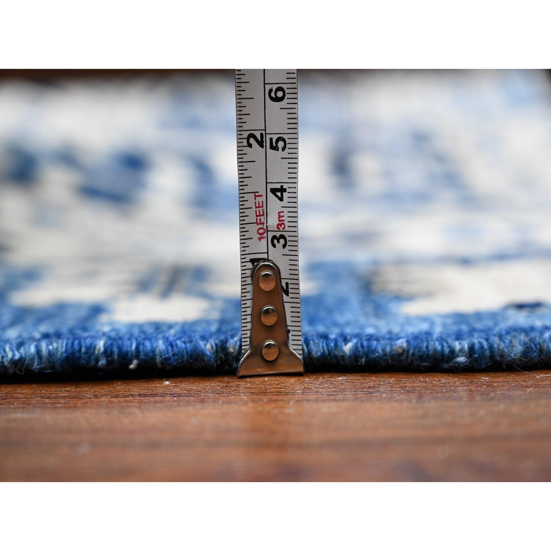 Tapis oriental Peshawar surdimensionné bleu noué à la main Tabriz Vase 11'10