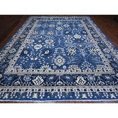 11'10"x14'5" Blue Hand Knotted Wool Tabriz Vase Oversized Peshawar Oriental Rug