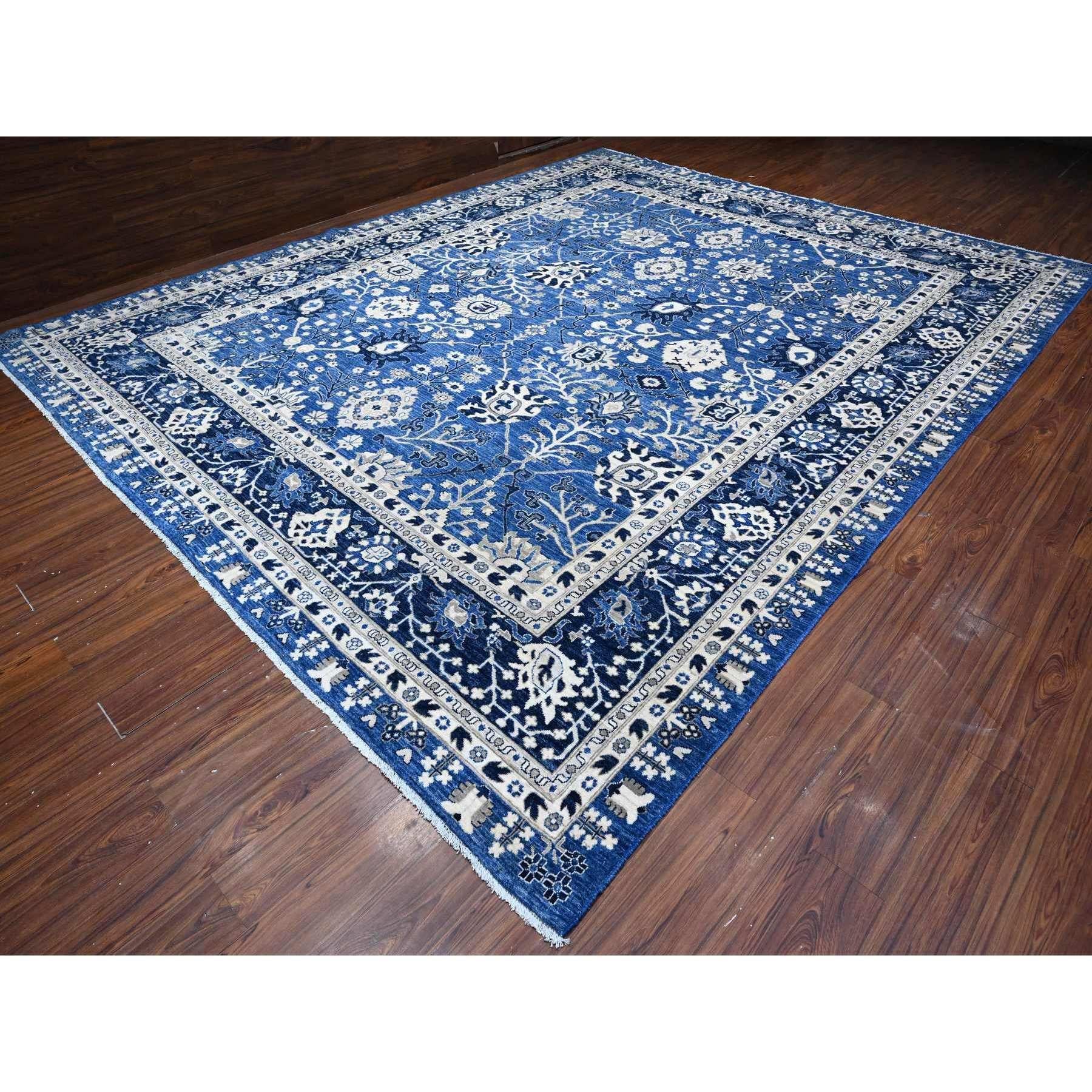 Afghan Tapis oriental Peshawar surdimensionné bleu noué à la main Tabriz Vase 11'10