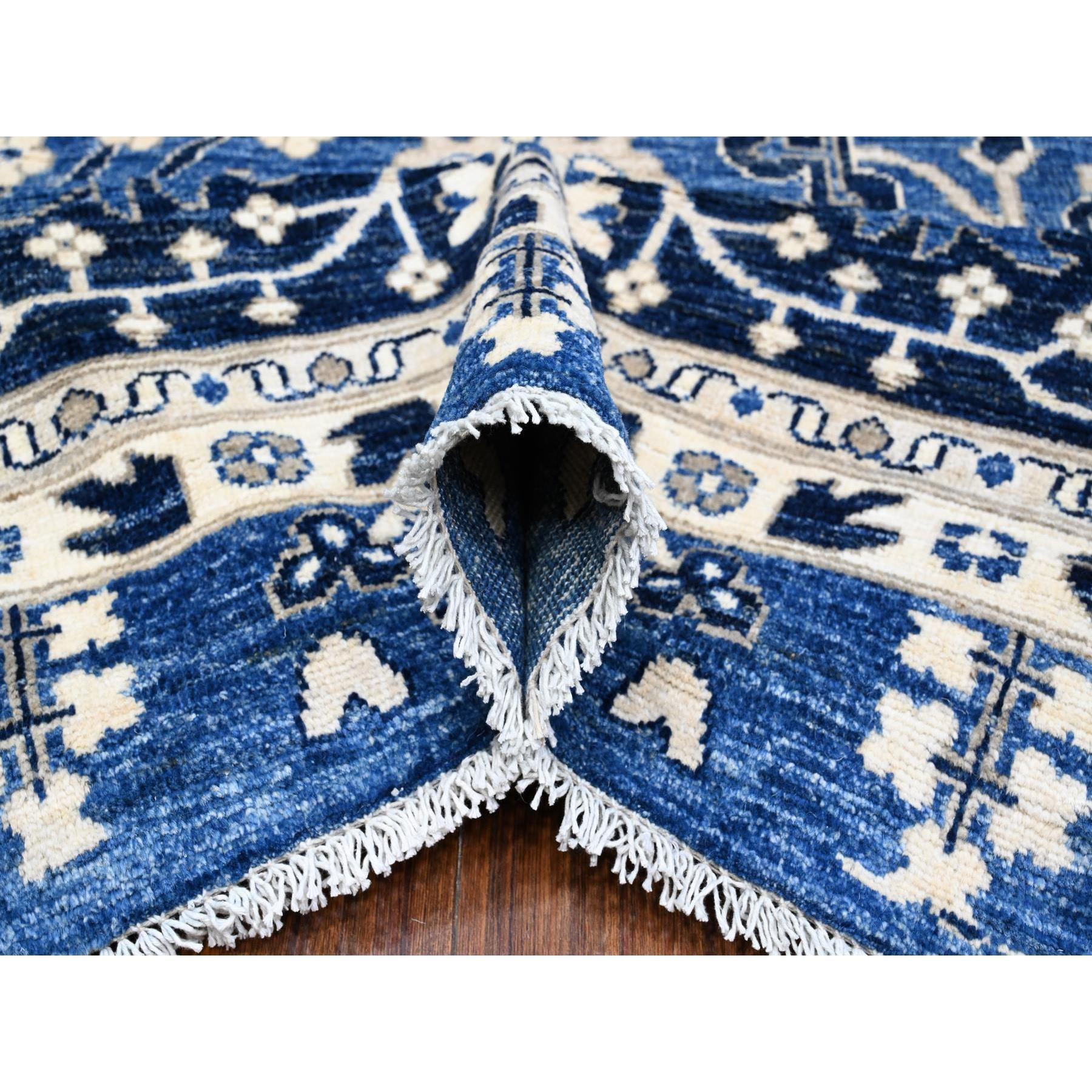 Tapis oriental Peshawar surdimensionné bleu noué à la main Tabriz Vase 11'10