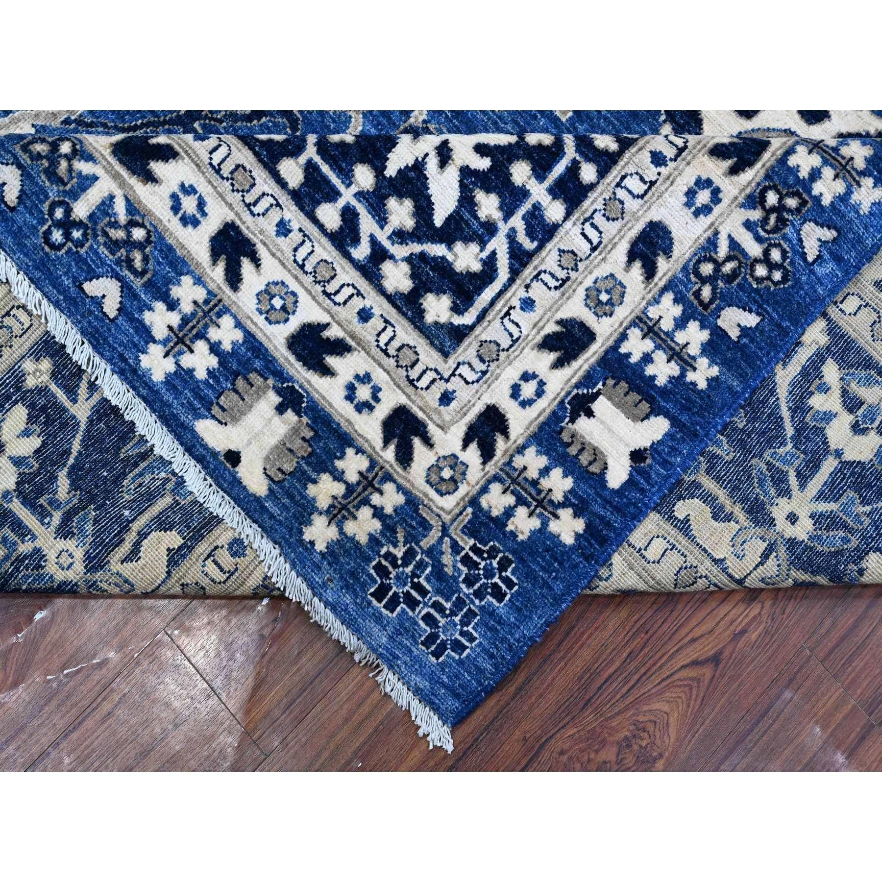 XXIe siècle et contemporain Tapis oriental Peshawar surdimensionné bleu noué à la main Tabriz Vase 11'10