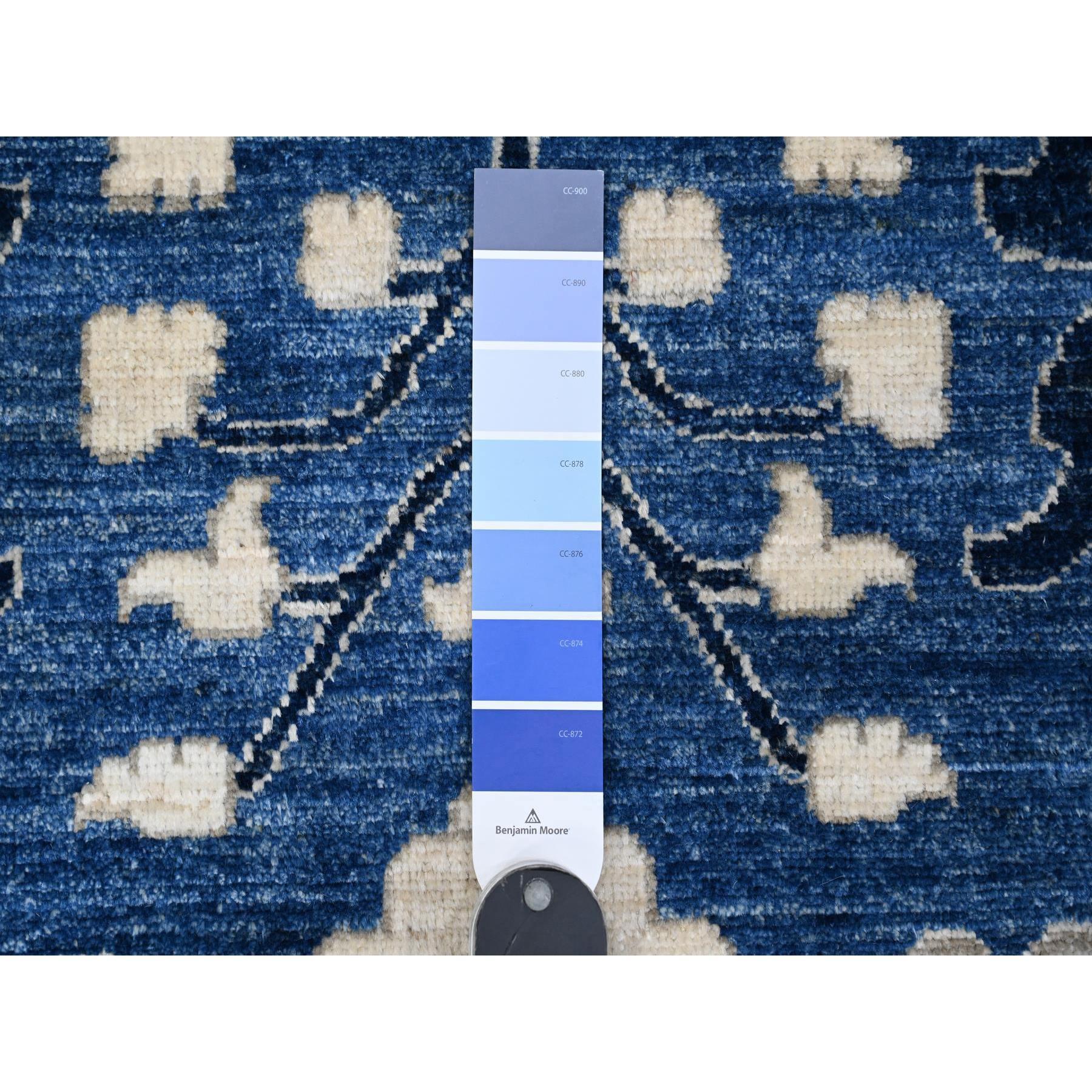 Laine Tapis oriental Peshawar surdimensionné bleu noué à la main Tabriz Vase 11'10