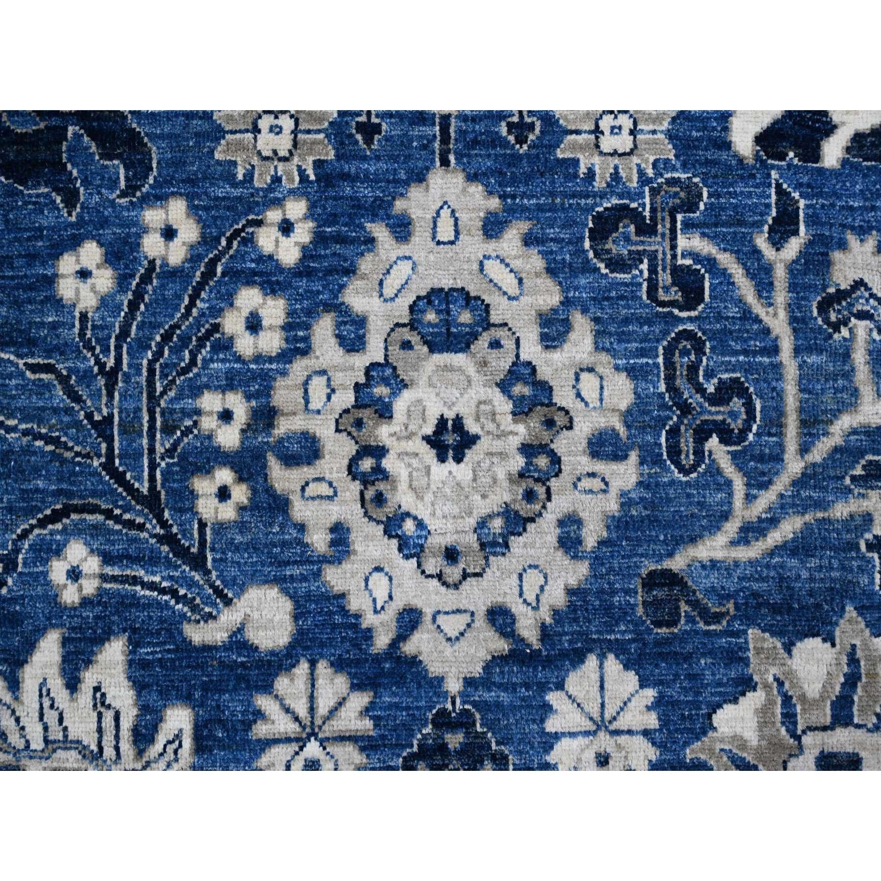 Tapis oriental Peshawar surdimensionné bleu noué à la main Tabriz Vase 11'10
