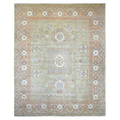 11'10"x14'6" Green Afghan Peshawar with Khotan Design Hand Knotted Wool XL Rug