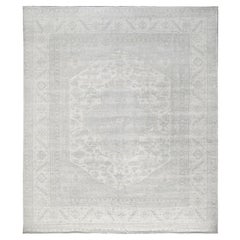 11'10 "x14'7" Ivory White Wash Peshawar mit Heriz Design Handgeknüpfter Wollteppich
