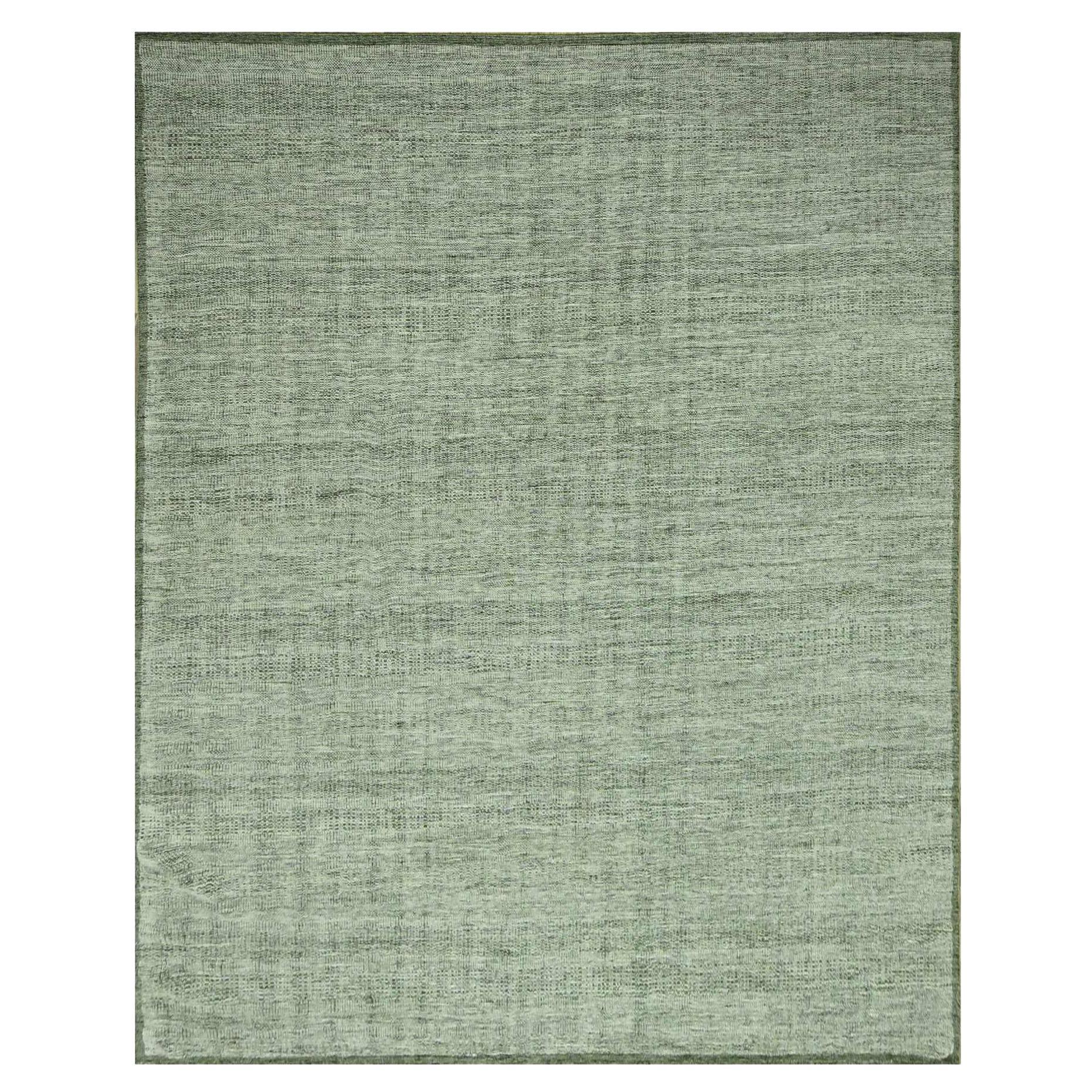 11'10"x14'9" Basil Green Natural Wool Oxidized Grass Design Hand Knotted XL Rug